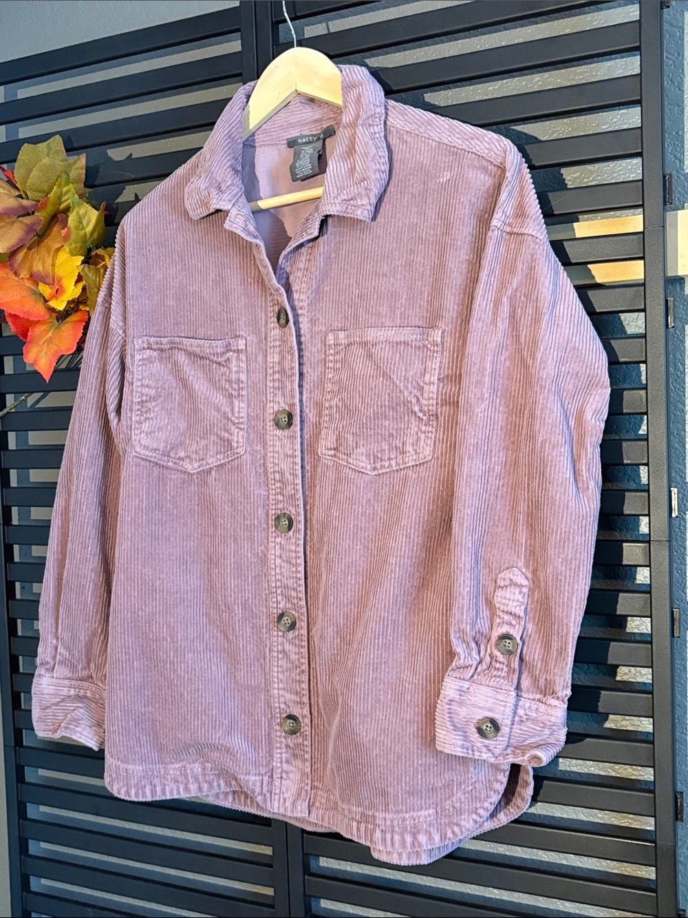 Matty M Dusty Mauve Corduroy Button-Front Jacket
